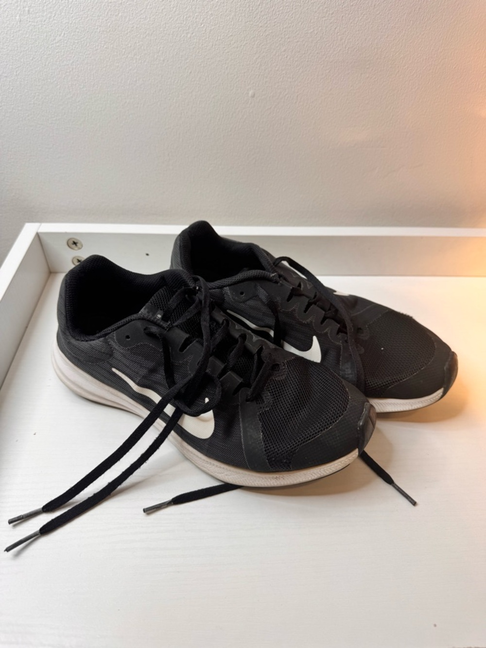 Nike Black Sneakers with White Swoosh - Kids